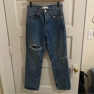 topshop medium wash distressed dad jean size 25 petite